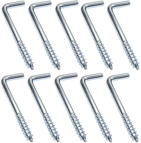 Aerzetix - C47879 - Set di 10 pezzi - gancio a vite in legno tipo L - Ø3x40mm - acciaio zincato - fai da te - utensili di montaggio/ferramenta