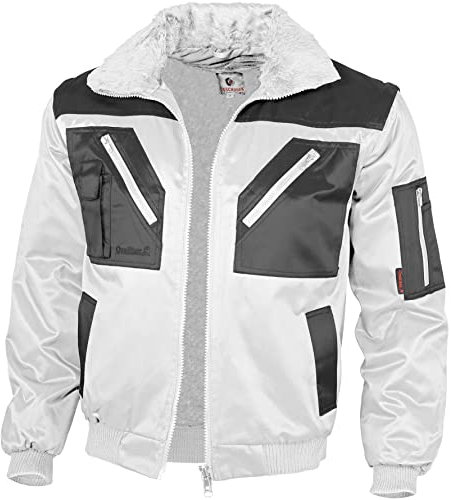 Qualitex - Pilotenjacke 4 in 1 - Kragen und Ärmel abtrennbar - mehrere Farben (5XL, Weiss/Grau)