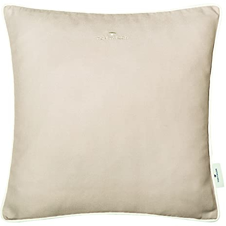 TOM TAILOR Deko Kissen Dove Signature • 2er Set Kissenbezug 40x40 Sand • Deko Wohnzimmer • ohne Füllung • Pflegeleichte Kissenhülle