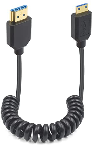 Duttek Cavo a spirale da mini Hdmi a Hdmi 2.1 m da 1.2 m, estensore HDMI maschio a maschio, cavo a spirale Hdmi 2.1, supporta 8 K a 60 Hz, 4 K a 120 Hz, tablet grafica, computer portatile