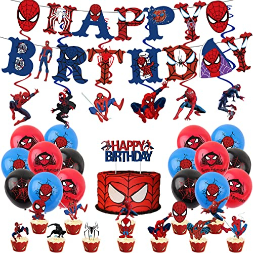 Spiderman Geburtstag Deko Kinder Spiderman Geburtstagsdeko Spiderman Luftballons Spiderman Kindergeburtstag Party Dekoration Jungen Kuchendeko Cupcake Topper