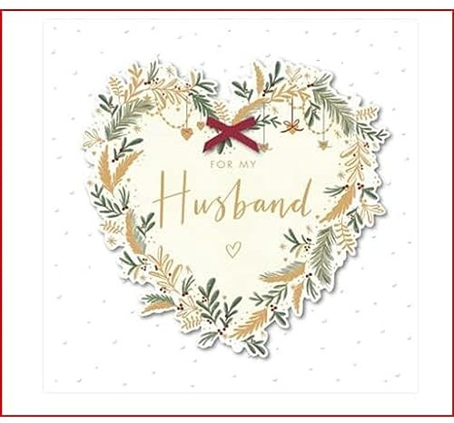 UK Greetings Husband Christmas Card - for My Husband Heart Christmas Wreath