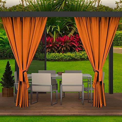 Curtains d'extérieur 155x200cm-2 pièces | Curtain d'extérieurr intérieurs pour Jardin | Curtains Imperméable et Coupe-Vent | Isolation Thermique, Coupe-Vent Rideaux occultants, Terrasse (Orange)