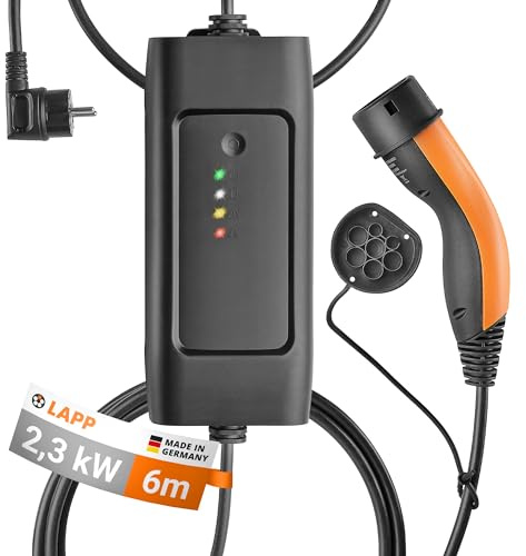 Lapp Mobility Typ 2 Ladestation 2,3 kW/Schutzkontakt / 10A / 1- Phasig/E- Auto Ladekabel/Mode 2 / 6m