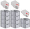 PROREGAL SuperSparSet 10x Eurobox NextGen Grip mit Scharnierdeckel und roten Schiebeschnappverschlüssen, HxBxT 22x30x40cm, 20 L, Grau, Griffe offen, Eurobehälter, Transportbox