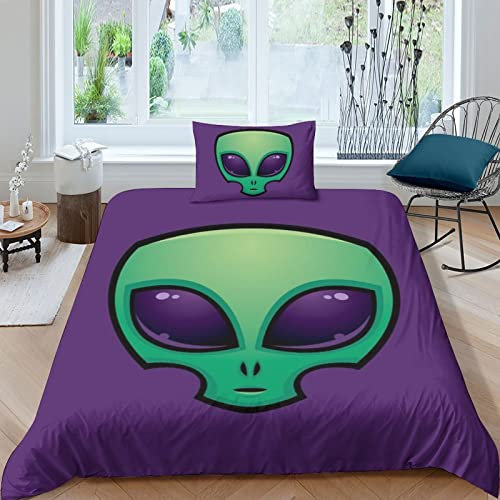 HOTGE Die Aliens Bettwäsche Bettbezug-Set Mikrofaser, Bettbezug Reißverschluss Und Kissenbezug Für Schlafzimmer, Weiche Bequemer Single(135x200cm)