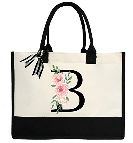 sundee Personalisierte Strandtasche aus Segeltuch mit Innentasche mit Reißverschluss, monogrammierte Geschenktasche für Hochzeit, Geburtstag, Urlaub
