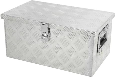 confote Werkzeugkasten, 50,8 cm, robust, mit Aluminiumstreifen, beschichtet, für LKW, Bett, Wohnmobil, Anhänger, Werkzeugkasten, wasserdicht, quadratisch, mit Seitengriff, Schloss mit Schlüsseln,