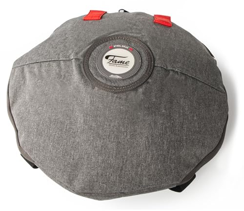Handpan Tasche 14 Zoll, Gepolstert, Nylon, Grau, Rucksackgurte, Hochwertiger Tragegriff, Modernes Design, Perfekter Schutz für Reise Handpans