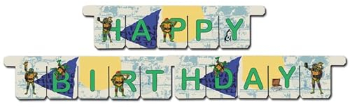 BeenSmile, Girlande für Partys mit Ninja Turtles, Happy Birthday Girlande, Geburtstagsdekoration für Kinder, Party, Geburtstag und Feiern, Partyartikel, 1 Stück