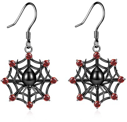 URONE Spinnen Ohrringe 925 Sterling Silber Spinnennetz Ohrringe Insekten Tiere Ohrringe Gotik Schmuck Geschenke für Frauen Mädchen