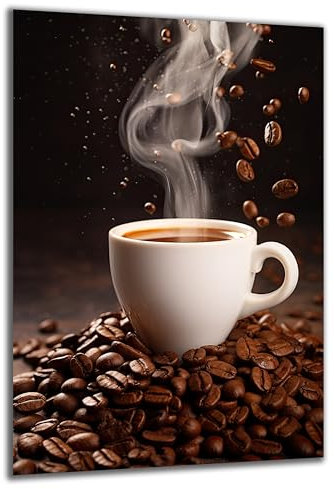 DARO Design - Wand-Bild auf 6mm HDF 60x40 cm Kaffee Bohnen Tasse - Wand-Deko Bilder Geschenk