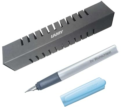 Lamy Füllfederhalter nexx Modell 078, Farbe azure (blau), inkl. Laser-Gravur (Feder A)