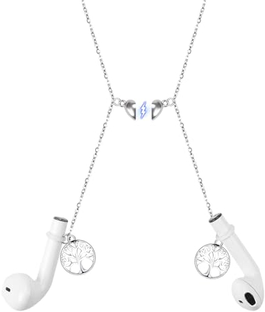 Halteband kompatibel mit AirPods 1/AirPods 2/AirPods Pro und Drahtlose Bluetooth-Kopfhörer CaseLover Herz Magnetisch Universal Halskettenstil Halter Band Strap für Alle Kabellose Kopfhörer, Lebensbaum