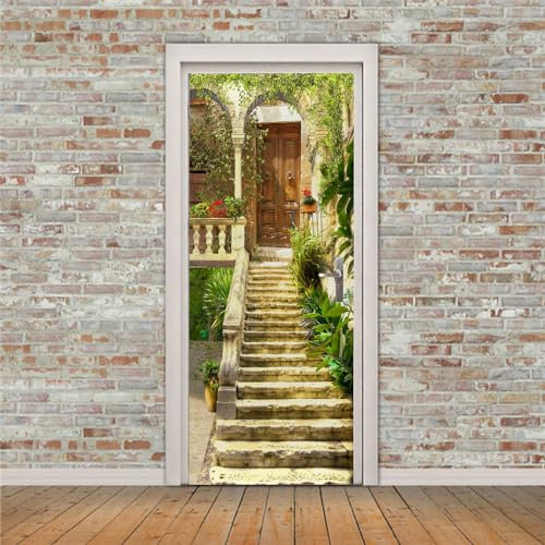 TürPoster Anlage 3D Türaufkleber PVC Türfolie Türtapete Selbstklebend DIY Türbild für Küche Schlafzimmer Dekoration, 47.5x215cmx2pcs
