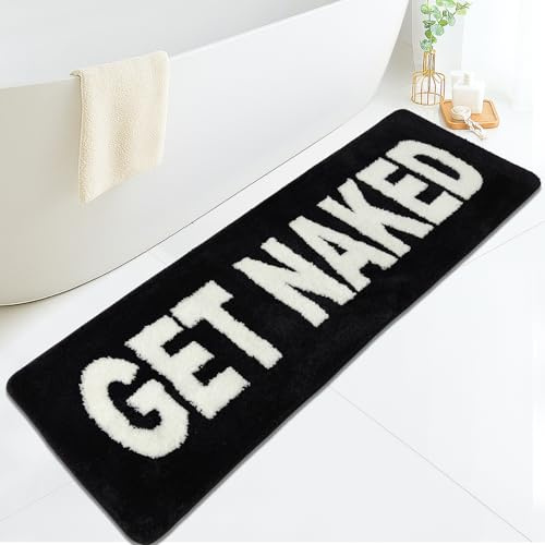Ragelion Badematte Get Naked Bath Mat Badteppich Badezimmer Bad Teppich rutschfest Waschbar (schwarz, 120 x 45cm)