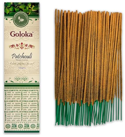 Räucherstäbchen Patchouli – 1 Packung mit 100 g (70–90 Stäbchen) – Aromatherapie – Meditation – Yoga – Packaging Eco-Friendly