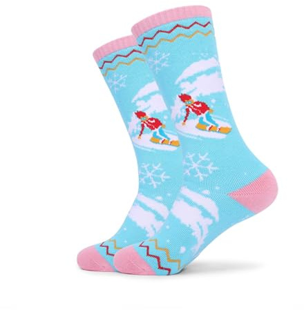Cosysparks Kids Ski Socks, Childrens Ski Socks Long Kids Thermal Ski Socks Kid Winter Warm Socks Kid Snowboard Socks for Boys Girls Winter Skating Hiking (7-12 Years Old)