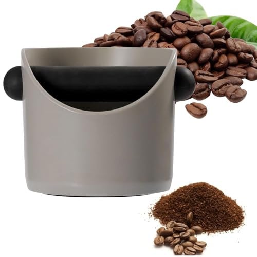Caja Para Posos de Café, Cafe Accesorios, Café Knock Box, Contenedor de Golpe de Café, Contenedor de Posos de Café, Para Recoger y Reciclar Posos de Café en Bares, Restaurantes y Cocinas, Gris