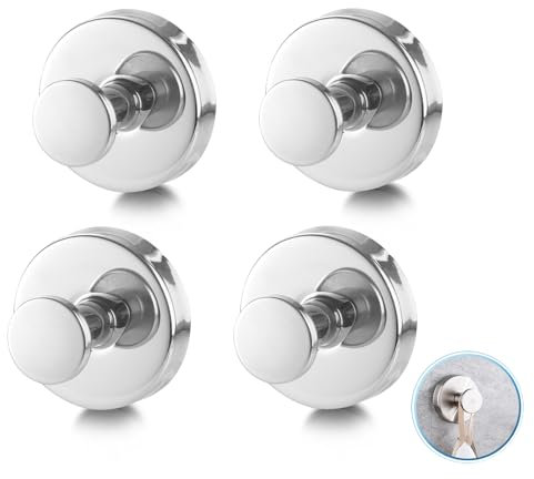 CLKE 4Pcs Suction Cup Hooks for Bathroom, Stainless Steel Suction Cup Hooks, Suitable for Bathroom Shower Towel Kitchen Glass Doors