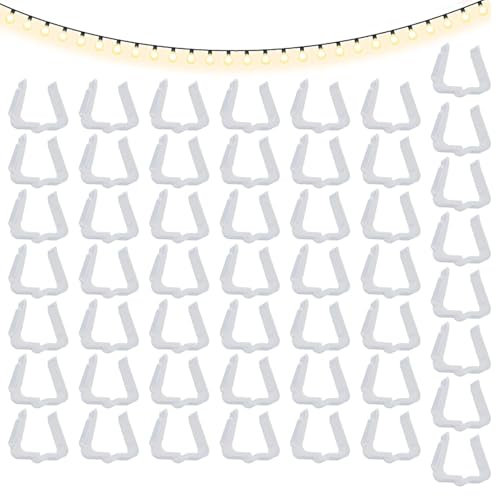Lunaobrik Dachrinnenhaken für Seillichter, Seillichter-Clips für den Außenbereich, leichter Haken Clip, leichte Dachrinnen-Clip, 50 winddichte leuchtende Haken für Dachrinnen-Seillichter