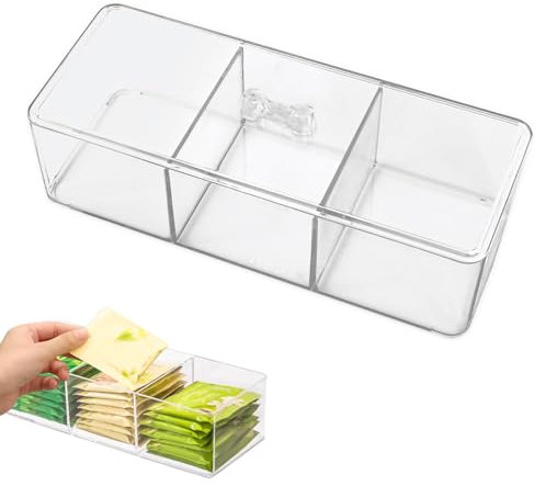 xyuayamz Scatola Porta Bustine Di Te, Portacialde Da Te con Coperchio, Scatole Porta Da Tè 3 Scomparti, Portatisane Organizer per Sacchetti Di Tè Caffè Zucchero, Plastica, Trasparente, 1 Pezzo