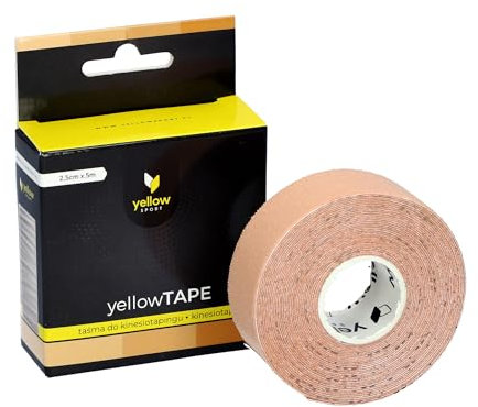 yellowTAPE Face Tape – 2,5 cm x 5 m Kinesiotape Beige – Lifting Tape für Gesicht, Anti-Falten Tape für Glatte Haut & Schlupflider, Hautfreundliches Gesichtstape für Straffe Gesichtszüge