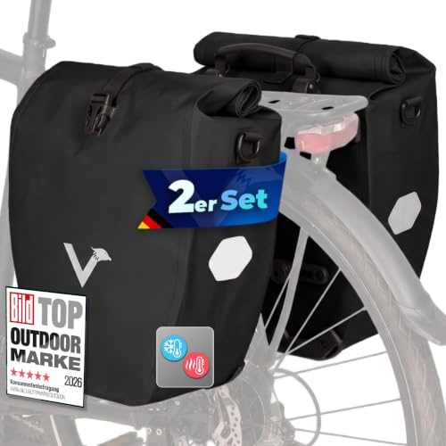 Valkental Gepäckträgertasche, Wasserdicht & Abschließbar | Abschließbar für Diebstahlschutz, große Reflektoren für Sichtbarkeit, bombenfester Sitz, mehrfach ausgezeichnet, langlebig