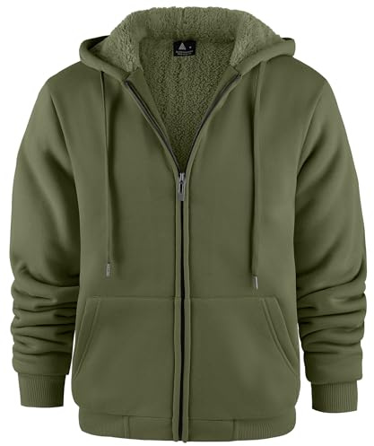 JACKETOWN Felpa con Cappuccio da Uomo, Giacca con Cerniera, Invernale in Pile Caldo Giacca in Pile con Fodera E Cappuccio