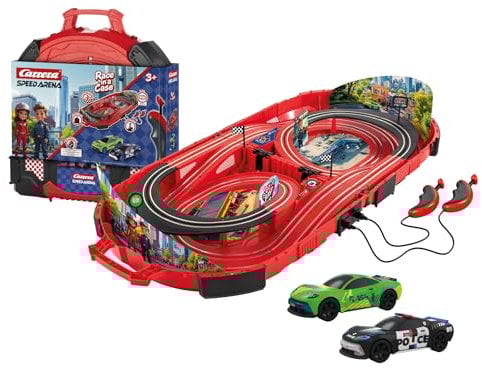 Carrera Speed Arena Race Case: Police Chase, 2.77 Metres, With Green Racer & Speed Police Car, Suitable From 3 Years+