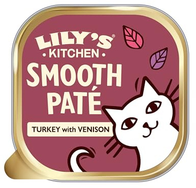 Lily’s Kitchen Aus Natürlichen Zutaten hergestellt Feine Pastete Pute mit Rehfleisch Ausgewachsen Nassfutter für Katzen 19 x 85 g Schale