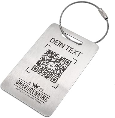 Green Novice Edelstahl-Anhänger im Kartenformat mit Lasergravur - QR-Code, Text, Foto - Gepäckanhänger