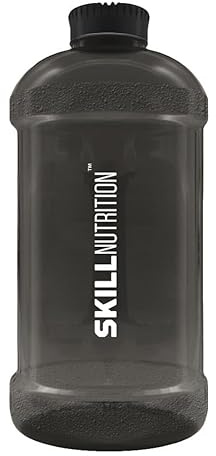 SKILL Nutrition Gallon, Smoked Black – 2200 ml | 2,2L Sport- & Fitness-Flasche | Große Kapazität mit Griff | Auslaufsicher, BPA-frei | Für Ausdauertraining