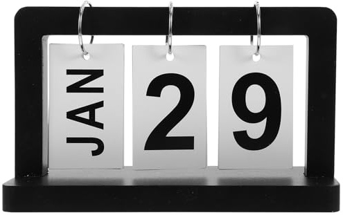 MOTHNUR Holz Tischkalender Retro Flip Kalender Perpetual Schreibtischkalender Wiederverwendbar für Büro Wohnzimmer Dekoration Geschenkidee
