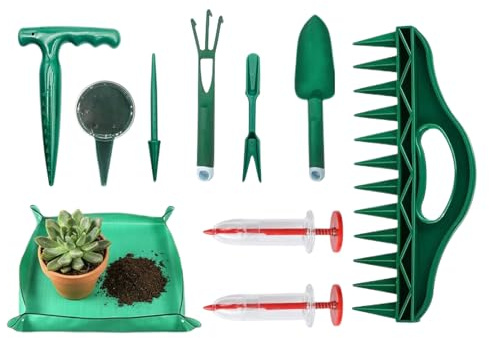 Garden Hand Tools | Sowing Dispenser Set, Repotting Mat for Indoor Plants, for Seedling Vegetable Tomato Pepper Flower Lawn Outdoor Grow