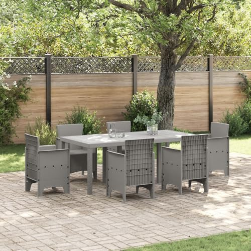 SKTQYQO Rechteckiger Gartentisch aus synthetischem Rattan, hellgrau, 200 x 100 x 73 cm, für Terrasse, Esstisch im Freien, langlebig mit matter Oberfläche, für 6-8 Personen, einfach
