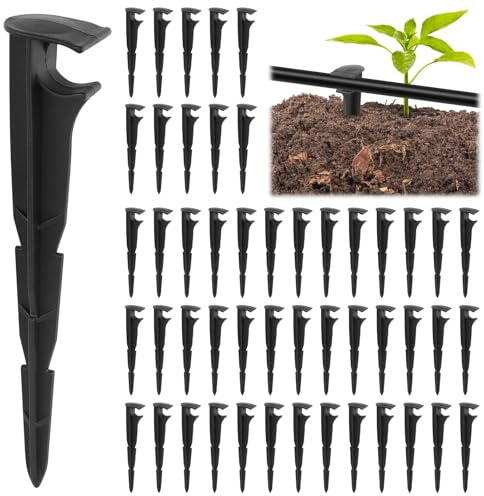 Kalolary 50 Stück Stützpfähle für Tropfbewässerung, 1/2 Zoll Schlauchhalter aus Kunststoff, 16 mm Stützen für Tropfleitungen und Bewässerungssysteme in Garten Gemüsebeet und auf dem Rasen