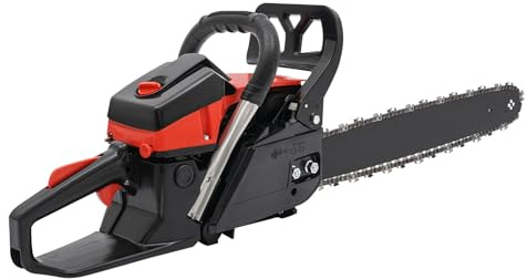 HIJNXG 58cc Tronçonneuse à essence 2 temps, tronçonneuse de 2,2KW 11000 tr/min avec réservoir de carburant de 18,93 oz, tronçonneuse à essence de 18 pouces pour la coupe de bois, la coupe du bois, les