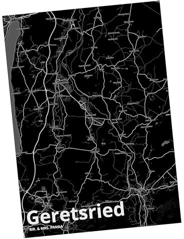 Mr. & Mrs. Panda Postkarte Geretsried - Geschenk, Ansichtskarten, Städte, Dorf, Stadt, Ort, Stadt Dorf Karte Landkarte Map Stadtplan