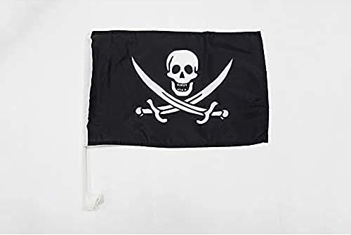AZ FLAG - Autofahne Pirat Jack Rackham - 45x30 cm - Piraten Totenkopf Autoflagge 30 x 45 Cm - Auto Flaggen