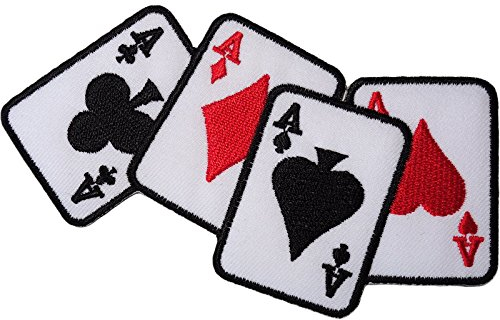 Playing Cards Patch Iron Sew On Embroidered Badge Spades Hearts Diamonds Clubs