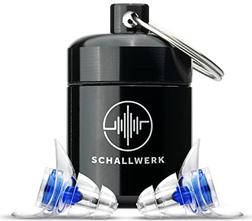 Schallwerk ® Strong+ | unauffällige Gehörschutz Ohrstöpsel – dämpfen Lärm & erhalten Tonqualität – Ohrenstöpsel transparent - Earplugs geeignet für Musik, Festival, Arbeit & Lernen