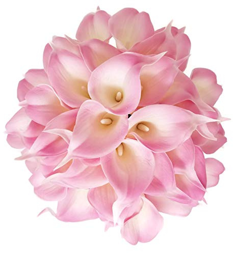 Floral Kingdom Künstliche Calla-Lilien, 35,6 cm, fühlen Sich echt an, rosafarbene Latex-Kunstblumen für Heimdekoration, Tischdekoration, Wohnzimmer und Hochzeiten, 20 Stück