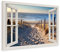 PICSonPAPER Leinwandbild Fensterblick zum Nordsee-Strand, 70 cm x 50 cm, Dekoration, Kunstdruck, Wandbild, Geschenk, Leinwand Natur