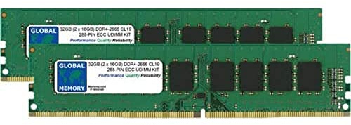 32GB (2 x 16GB) DDR4 2666MHz PC4-21300 288-PIN ECC DIMM (UDIMM) Memoria RAM Kit per Servers/WORKSTATIONS/SCHEDE Madre