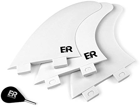 Eisbach Riders FCS Surfboard Thruster Fin Set with Fin Key - Dérives pour Planche de Surf et Sup - Size G5 Medium (Blanc)