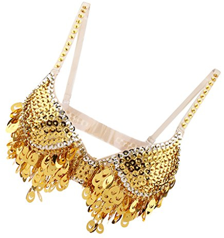 Unbekannt Bauchtanz Kostüm Oberteil Belly Dance Shirt Damen Bauchtanzkostüm, Gold