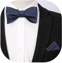 HISDERN Fliege Herren Marineblau Fliege Mit Einstecktuch Set Einfarbig Selbstbinder Fliegen-Sets Für Festival Weihnachten Hochzeit Party,Marineblau