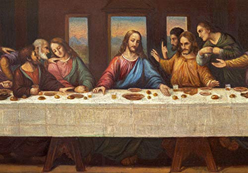 wandmotiv24 Fototapete Gemälde Darstellung Jesus und Jünger, XS 150 x 105cm - 3 Teile, Wanddeko, Wandbild, Wandtapete, Kunst Abstrakt M6005