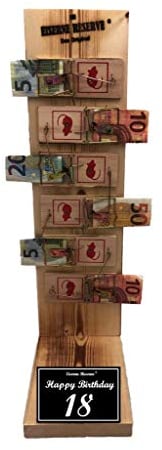 Originelle lustige Geldgeschenke zum 18. Geburtstag Geschenkideen für Männer und Frauen - Mausefalle Premium - 6 - Text s/w Happy Birthday 18 Geburtstag